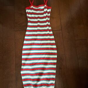 Pink Lily Red White and Blue Striped Maxi Dress